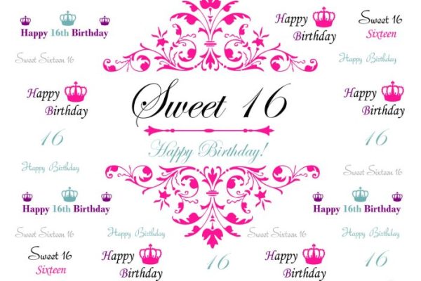 Contoh desain banner ulang tahun sweet seventeen