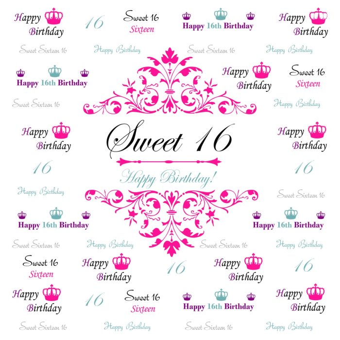 Contoh desain banner ulang tahun sweet seventeen